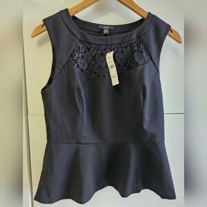 New Jacob Black Peplum Top with Lace